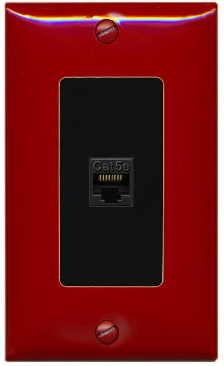 RiteAV 1 Gang Decorative 1 Port Cat5e Wall Plate - 1 Gang [Red/Black]