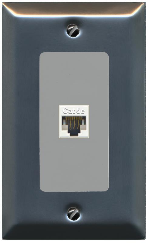RiteAV 1 Gang Decorative 1 Port Cat5e Wall Plate - 1 Gang [Stainless/Gray]
