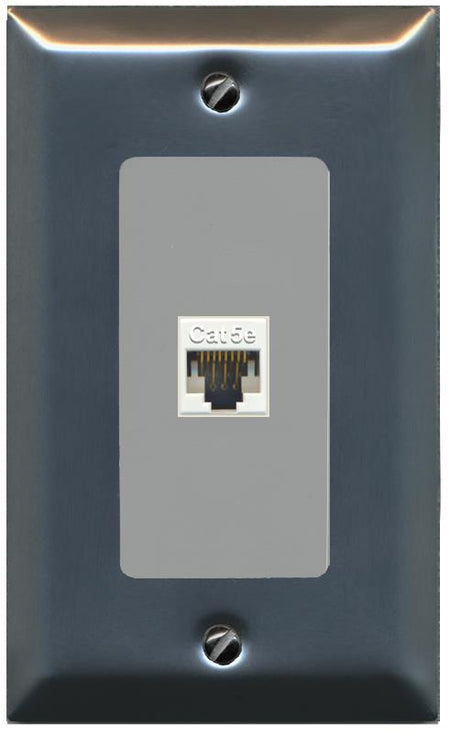 RiteAV 1 Gang Decorative 1 Port Cat5e Wall Plate - 1 Gang [Stainless/Gray]