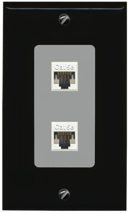 RiteAV 1 Gang Decorative 2 Port Cat5e Wall Plate - 1 Gang [Black/Gray]