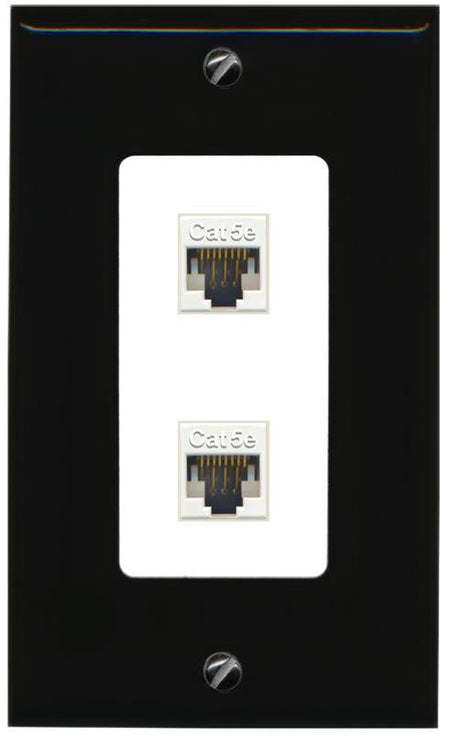 RiteAV 1 Gang Decorative 2 Port Cat5e Wall Plate - 1 Gang [Black/White]
