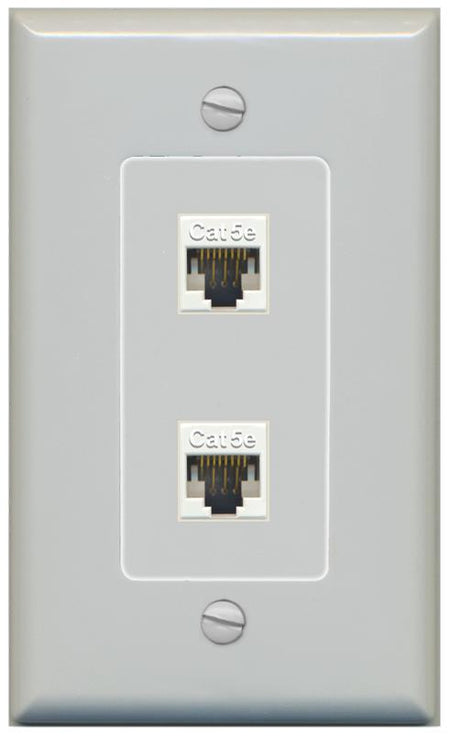 RiteAV 1 Gang Decorative 2 Port Cat5e Wall Plate - 1 Gang [Gray/Gray]