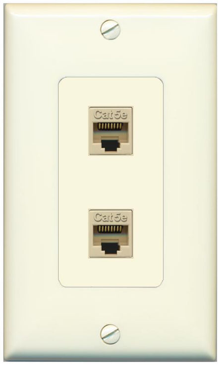 RiteAV 1 Gang Decorative 2 Port Cat5e Wall Plate - 1 Gang [Light-Almond]