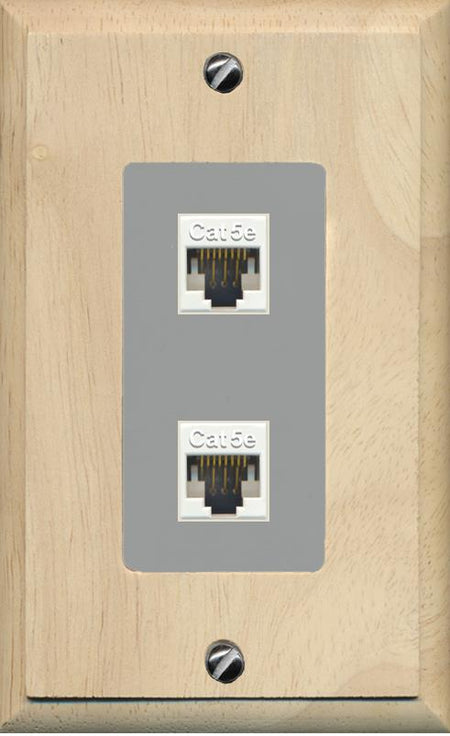 RiteAV 1 Gang Decorative 2 Port Cat5e Wall Plate - 1 Gang [Wood/Gray]