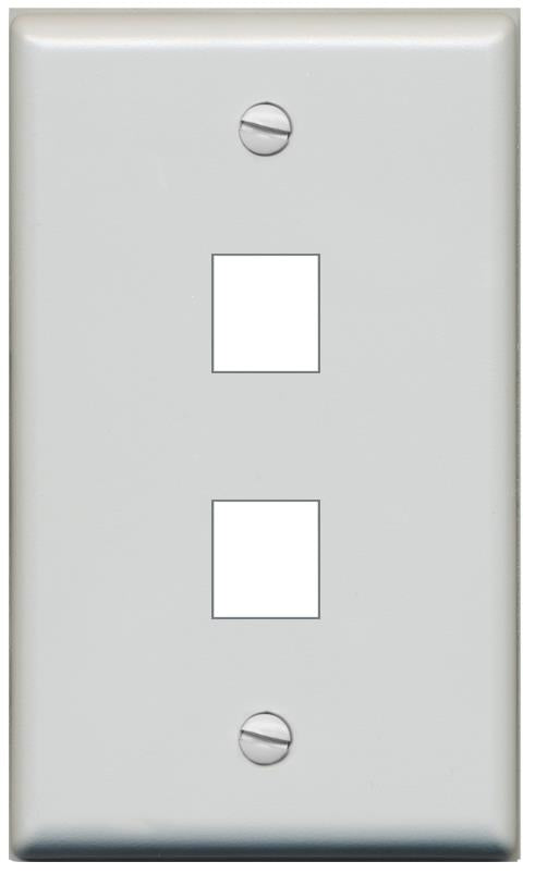 RiteAV Blank Wall Plate for Keystone Jacks - Gray 1 Gang 2 Port