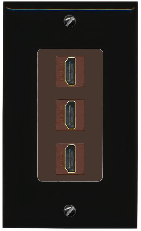 RiteAV - 3 Port HDMI 2.0 Decorative Wall Plate - 1 Gang [Black/Brown]