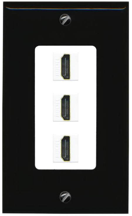 RiteAV - 3 Port HDMI 2.0 Decorative Wall Plate - 1 Gang [Black/White]