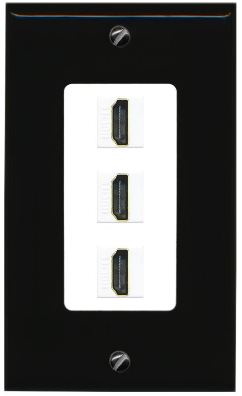 RiteAV - 3 Port HDMI 2.0 Decorative Wall Plate - 1 Gang [Black/White]