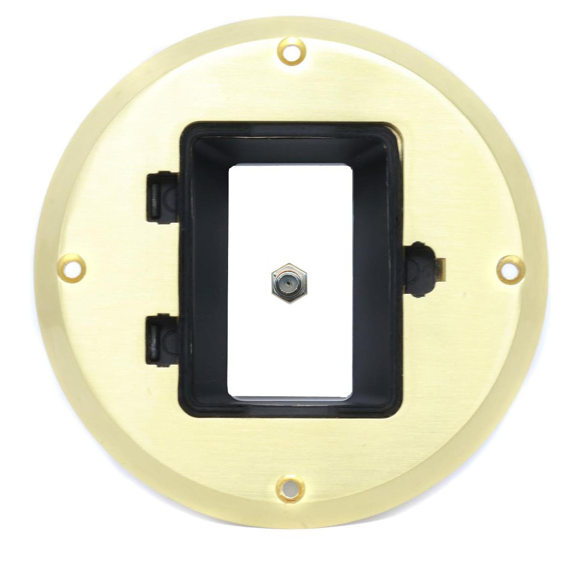 RiteAV 1 Port Coax Cable TV Jack Wall Plate - Floor Box [Gold-Brass]