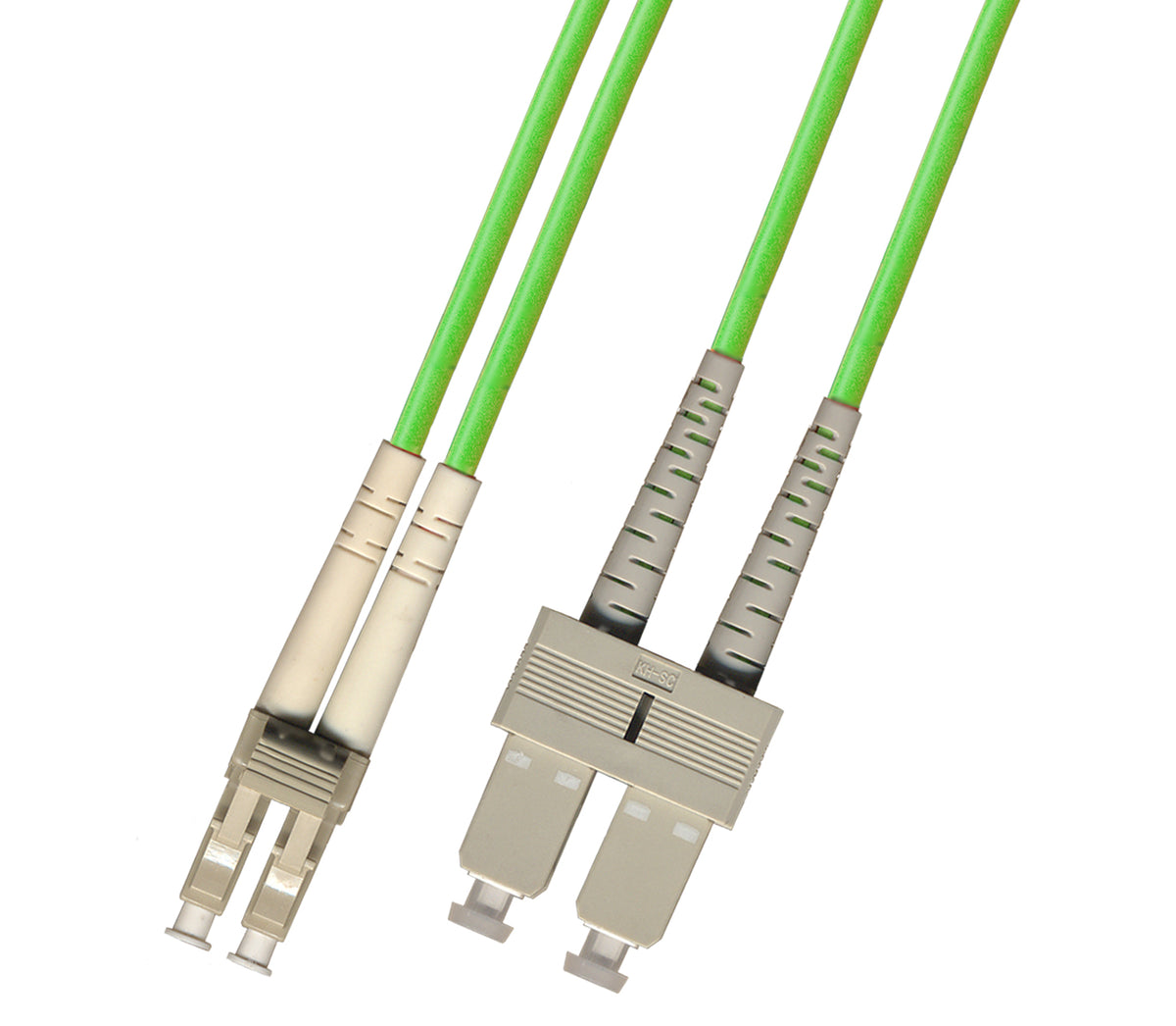 RiteAV 0.6 Meter (2FT) 100Gb OM5 Multimode Duplex Fiber Optic Cable (50/125) - LC to SC - Lime Green