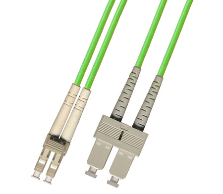 RiteAV 0.3 Meter (1FT) 100Gb OM5 Multimode Duplex Fiber Optic Cable (50/125) - LC to SC - Lime Green