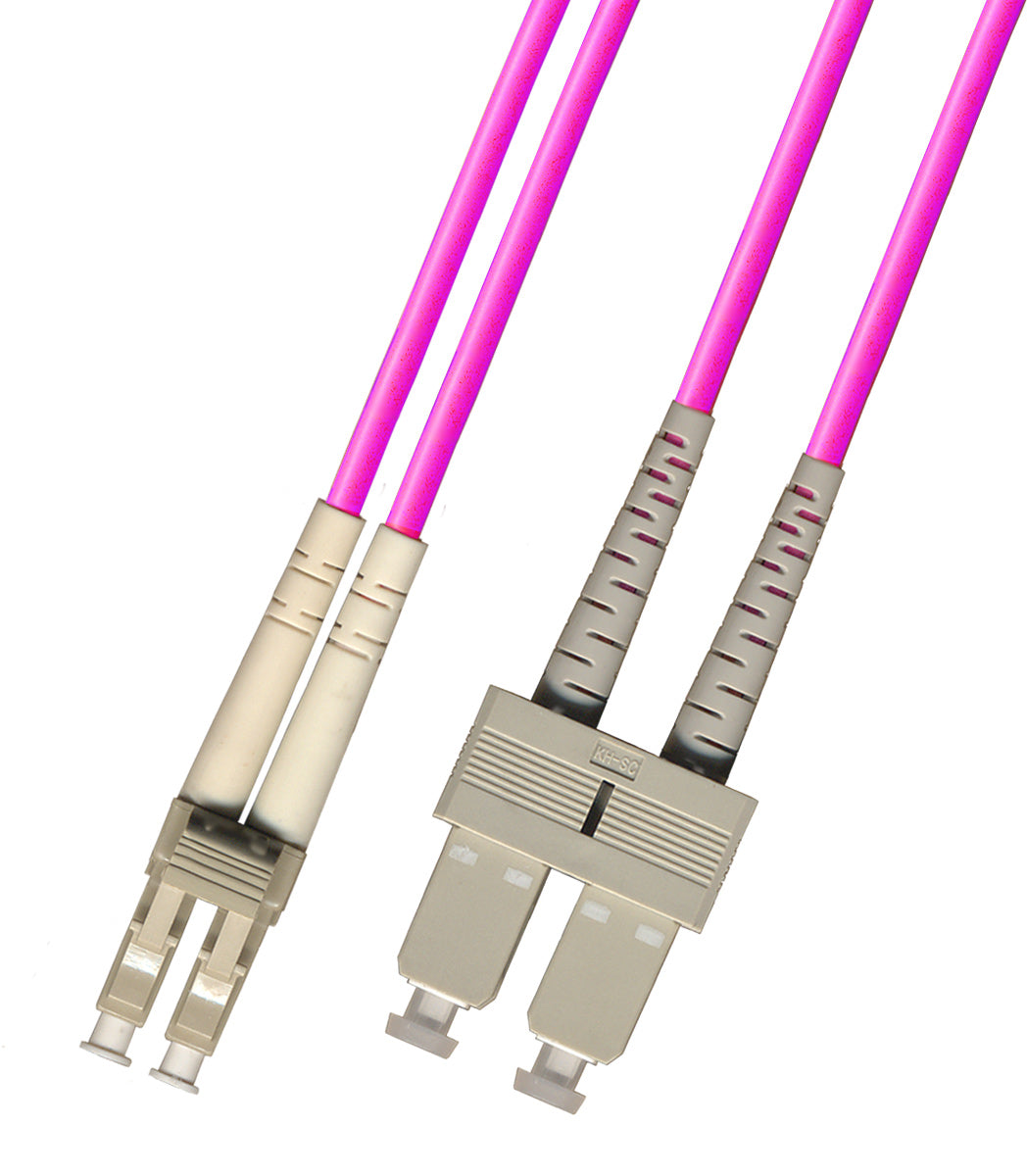 RiteAV 2 Meter 40Gb OM4 Multimode Duplex Fiber Optic Cable (50/125) - LC to SC - Magenta