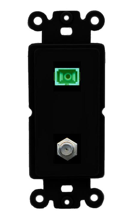 RiteAV 1 Port SC-APC Fiber Simplex Coax Cable TV Wall Plate - Rocker [Black/Black]