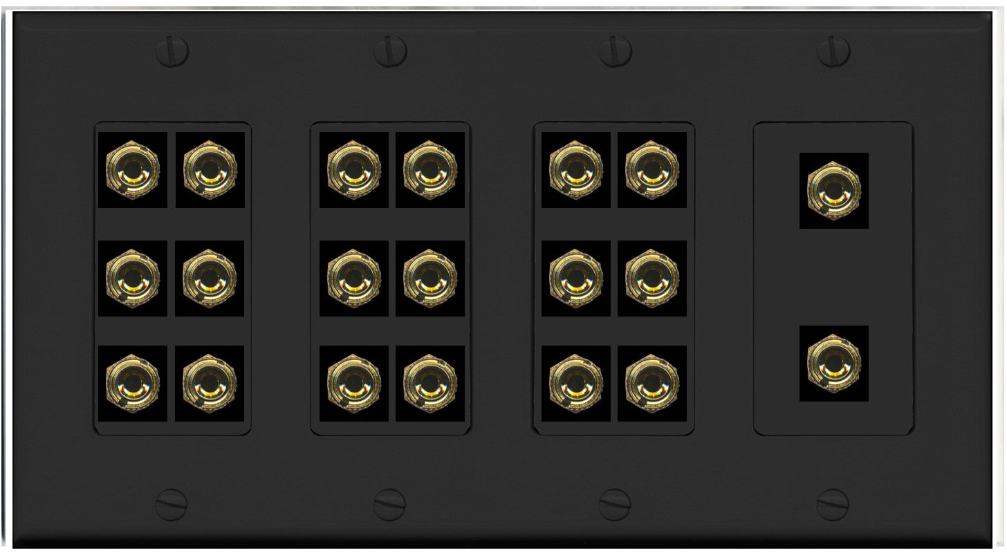 RiteAV 10.0 Surround Sound 20 Banana Plug Jack Wall Plate 4 Gang