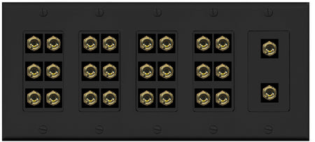 RiteAV 13.0 Surround Sound Speaker 26 Banana Wall Plate Female Connectors - 5 Gang [Black]