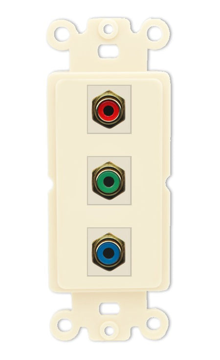 RiteAV 3 x RCA Red-Green-Blue Component Wall Plate - Rocker [Light-Almond]