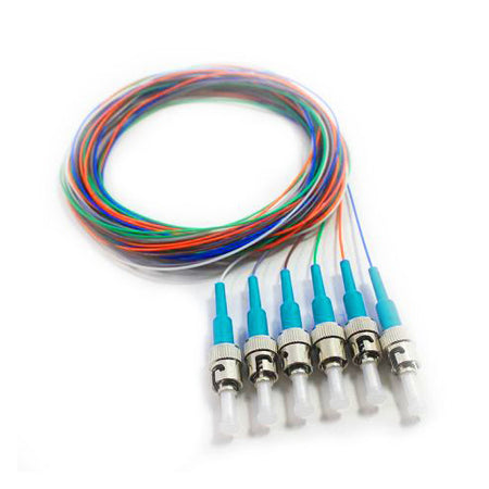 RiteAV Fiber Pigtail, MM, OM4, 6 Fiber, ST/PC, 3M, Aqua Boot