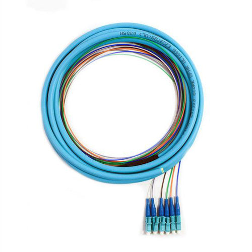 RiteAV 6-Strand LC/PC Distribution Pigtail, Multimode 50um OM3, Color Coded 900um Breakout, 3 meters