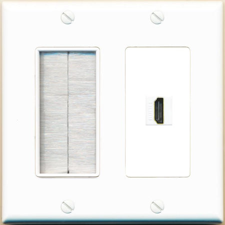 RiteAV HDMI Wall Plate 1 Port - Brush [White]