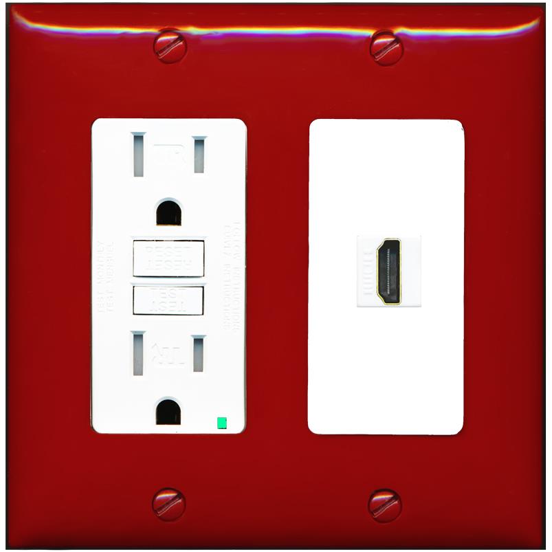 RiteAV HDMI Wall Plate 1 Port - GFCI [Red/White]