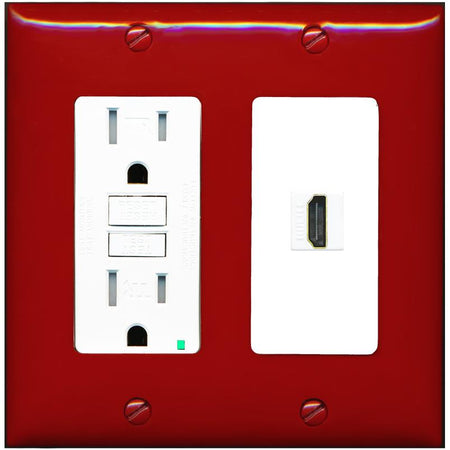 RiteAV HDMI Wall Plate 1 Port - GFCI [Red/White]