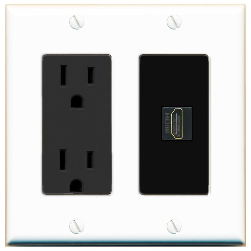RiteAV HDMI Wall Plate 1 Port - Outlet [White/Black]