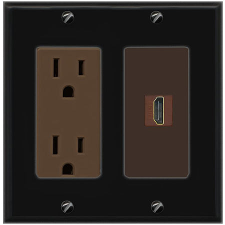 RiteAV HDMI Wall Plate 1 Port - Outlet [Black/Brown]