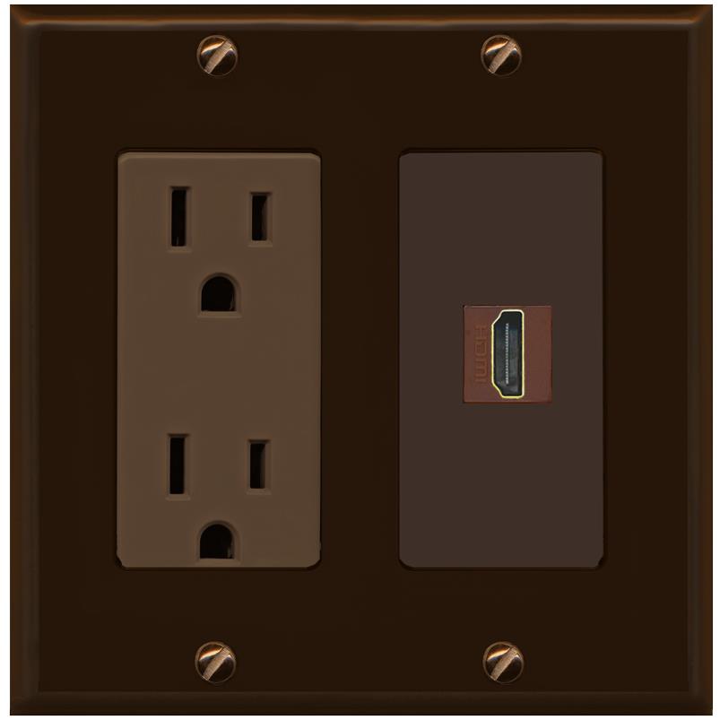 RiteAV HDMI Wall Plate 1 Port - Outlet [Brown/Brown]