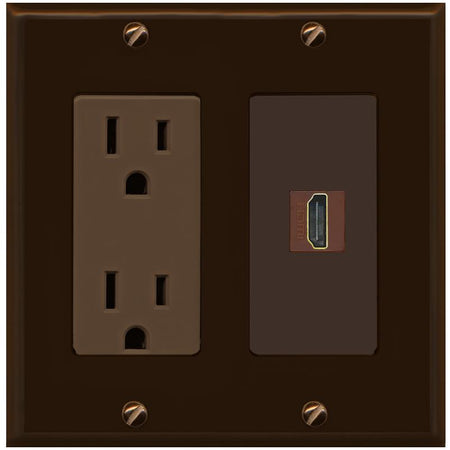 RiteAV HDMI Wall Plate 1 Port - Outlet [Brown/Brown]