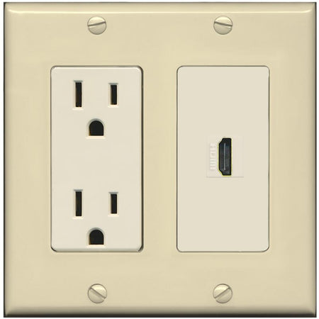 RiteAV HDMI Wall Plate 1 Port - Outlet [Ivory/Light-Almond]