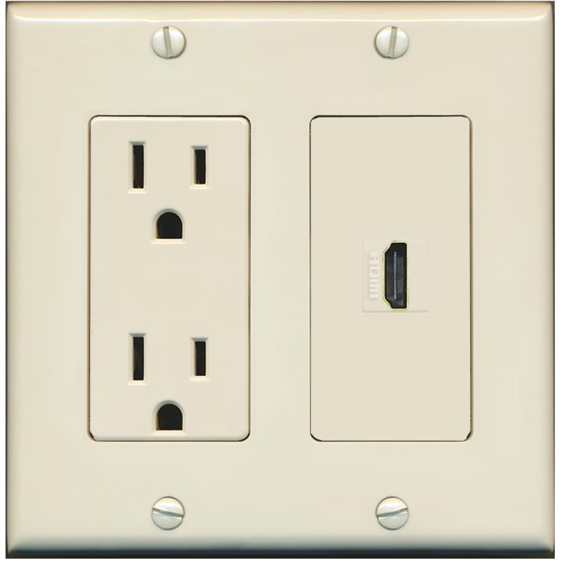 RiteAV HDMI Wall Plate 1 Port - Outlet [Light-Almond]