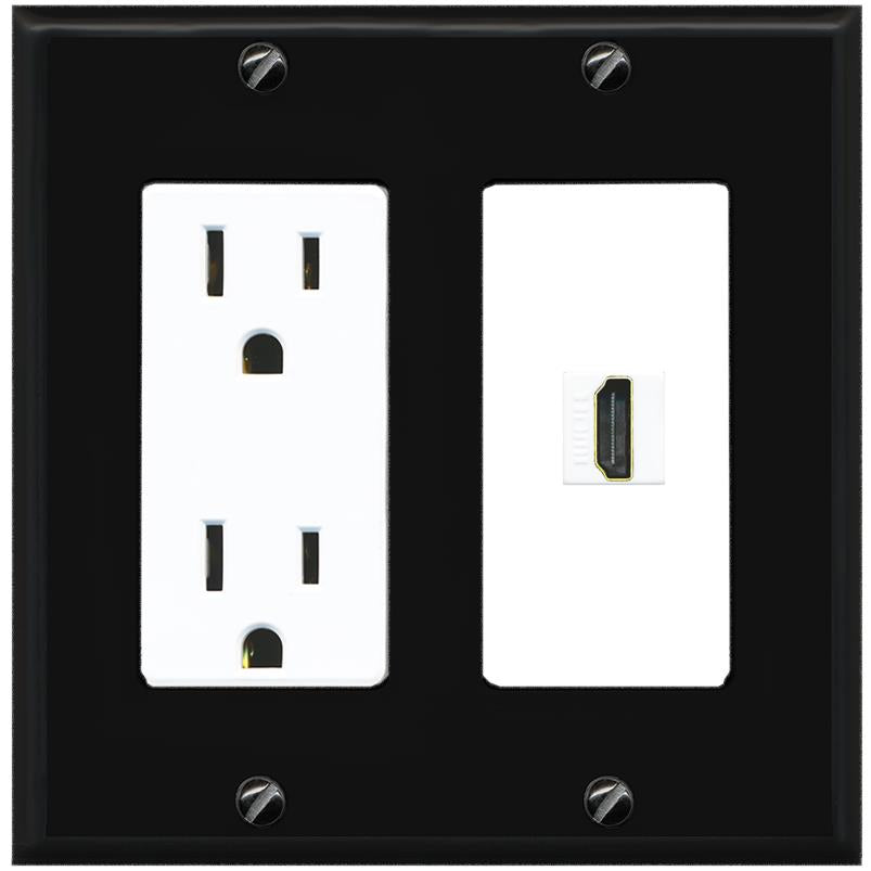 RiteAV HDMI Wall Plate 1 Port - Outlet [Black/White]