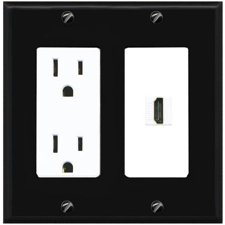 RiteAV HDMI Wall Plate 1 Port - Outlet [Black/White]
