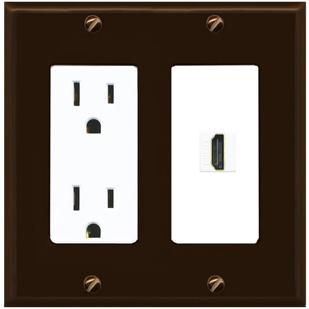 RiteAV HDMI Wall Plate 1 Port - Outlet [Brown/White]
