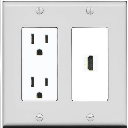 RiteAV HDMI Wall Plate 1 Port - Outlet [Gray/White]