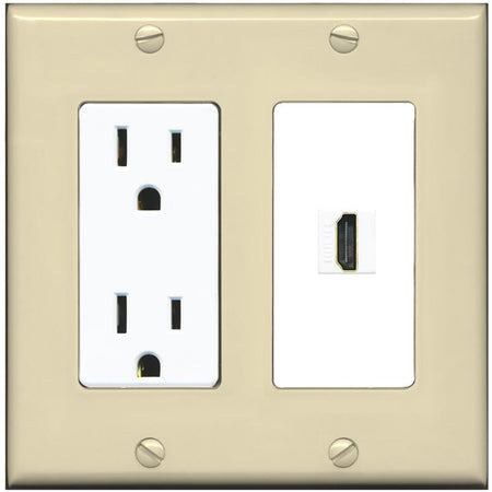 RiteAV HDMI Wall Plate 1 Port - Outlet [Ivory/White]