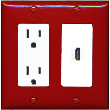RiteAV HDMI Wall Plate 1 Port - Outlet [Red/White]