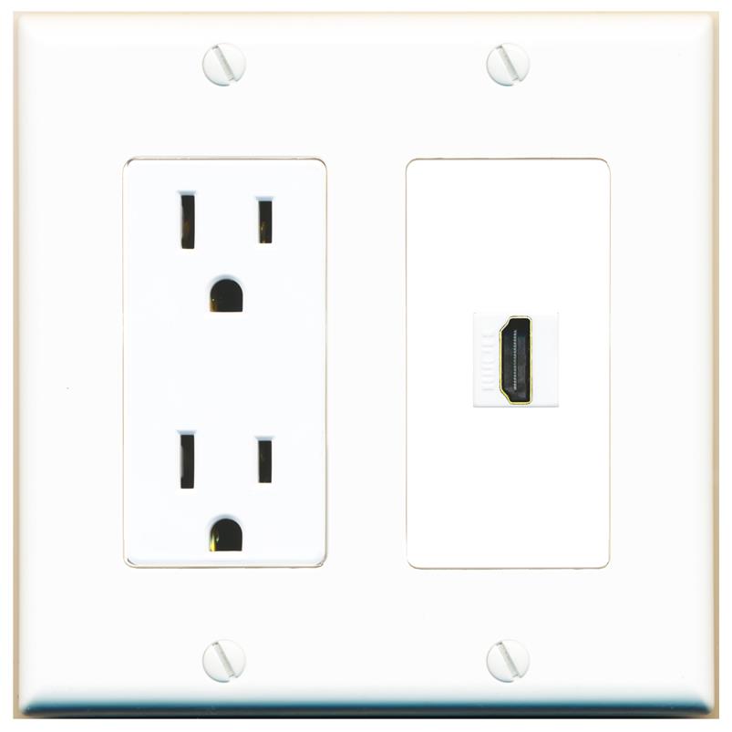 RiteAV HDMI Wall Plate 1 Port - Outlet [White]