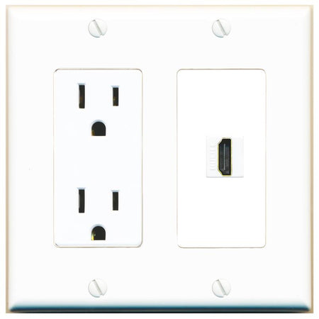 RiteAV HDMI Wall Plate 1 Port - Outlet [White]