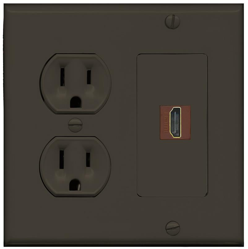 RiteAV HDMI Wall Plate 1 Port - Round Outlet [Brown/Brown]