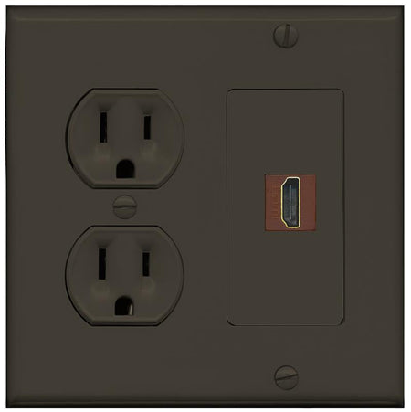 RiteAV HDMI Wall Plate 1 Port - Round Outlet [Brown/Brown]