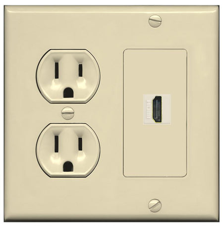RiteAV HDMI Wall Plate 1 Port - Round Outlet [Ivory/Ivory]