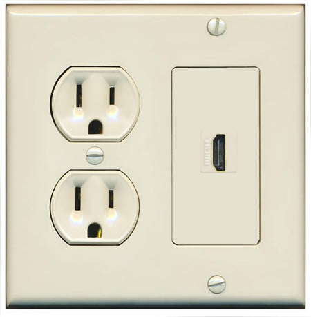 RiteAV HDMI Wall Plate 1 Port - Round Outlet [Light-Almond]