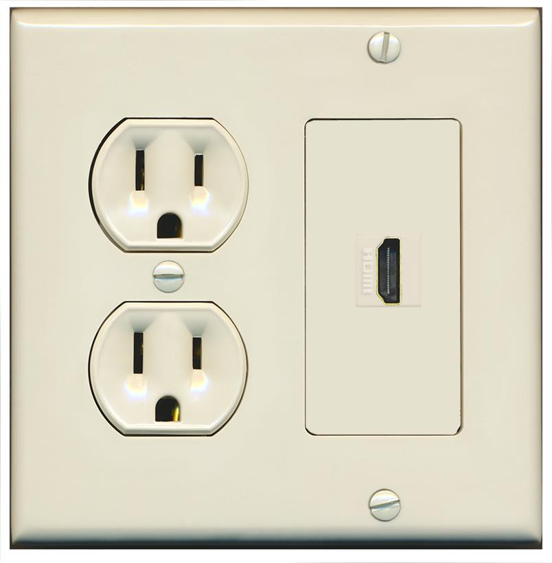 RiteAV HDMI Wall Plate 1 Port - Round Outlet [Light-Almond]