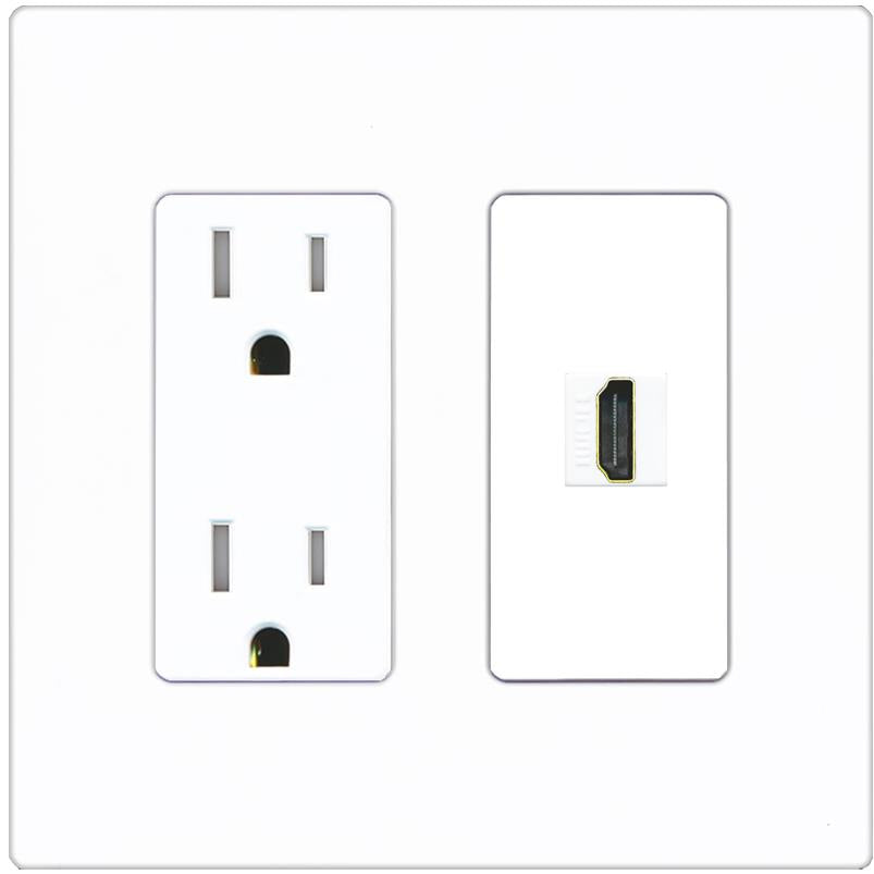 RiteAV HDMI Wall Plate 1 Port - Tamper-Res [Screwless White]