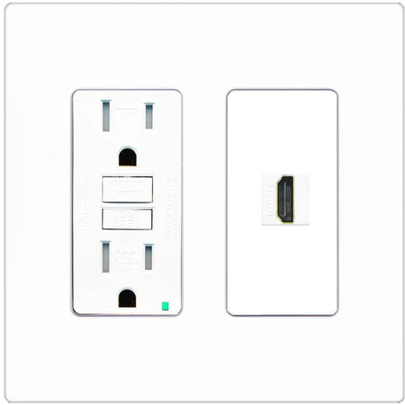 RiteAV HDMI Wall Plate 1 Port - GFCI [Screwless White]