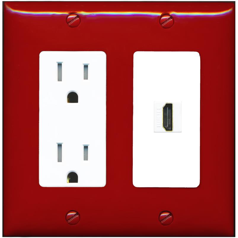 RiteAV HDMI Wall Plate 1 Port - Tamper-Res [Red/White]