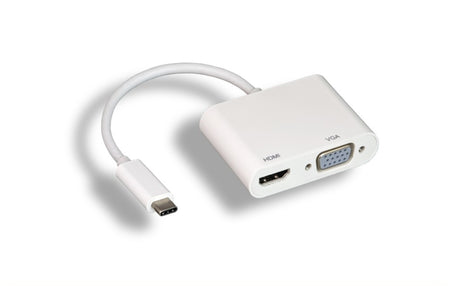 RiteAV USB 3.1 Type C Male to HDMI Female + VGA Female Adapter [2 PACK]