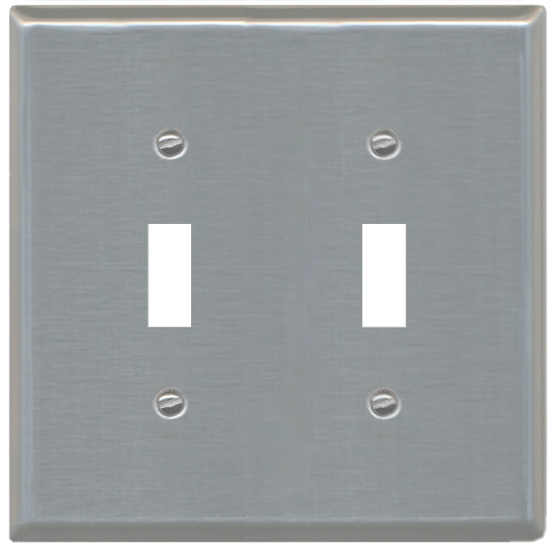 RiteAV Stainless Steel Toggle Switch Wall Plate Light Switch Cover 2 Gang Metal