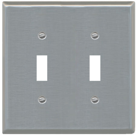 RiteAV Stainless Steel Toggle Switch Wall Plate Light Switch Cover 2 Gang Metal